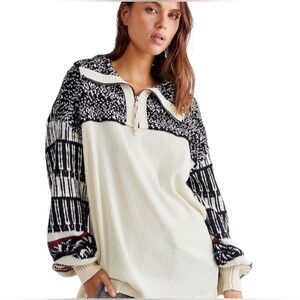 We The Free Monty Swit Black and Cream Knit Sweater